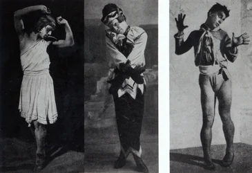 Vaslav Nijinsky en el papel de Narciso, Petrouchka y Till Eulenspiegl, c.1911-16